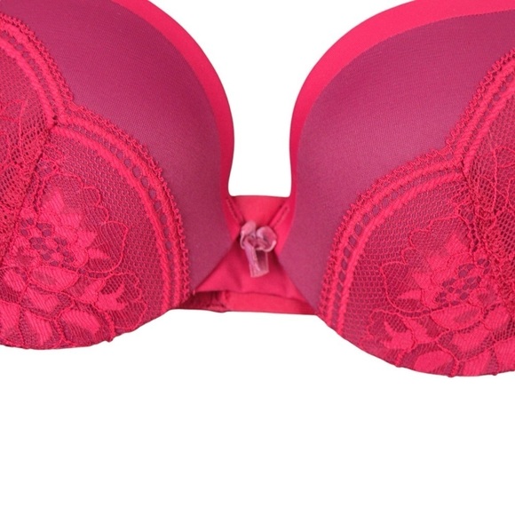 32B Maidenform Love the Lift Push Up & In Demi Bra, Armature Red/Burgundy Sunset - Picture 3 of 8